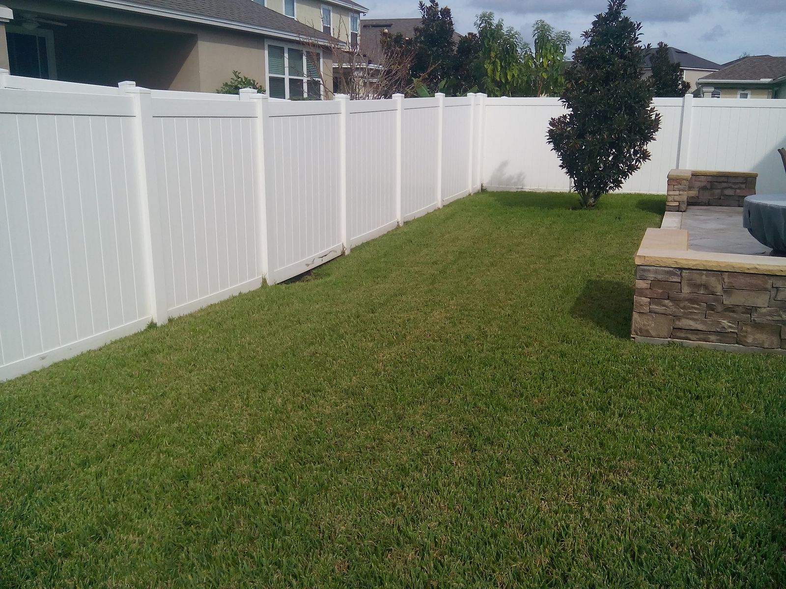 Freshly mowed backyard Jimmy maintains