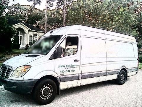 Jimmy Allen Lawns van parked on a residential street